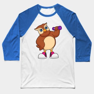 Owl Fitness Dumbbell Baseball T-Shirt